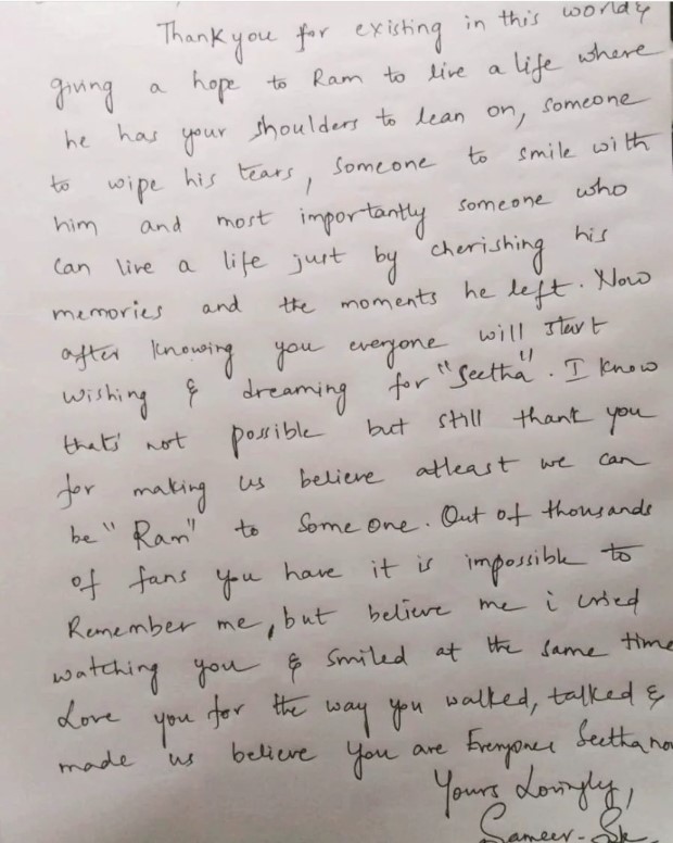 Mrunal Thakur receives handwritten letter from a fan after her grand