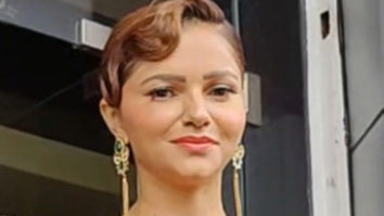 Rubina Dilaik poses for paps in a fancy green outfit
