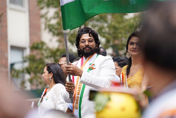 "Yeh Bharat ka tiranga hai, kabhi jhukega nahi," says Allu Arjun as Grand Marshall at the annual Indian Day parade in New York 
