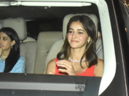 Ananya Panday arrives in a red dress for Chunky Pandey’s party