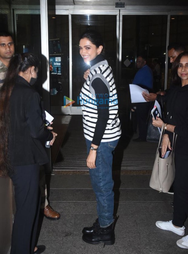 Deepika Padukone recovers from health scare; heads to airport in sweater vest and blue jeans