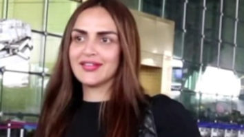 Esha Deol smiles as she poses for paps at the airport