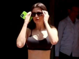Georgia Andriani snapped in her vibrant gym look