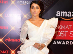 Hina Khan arrives for Lokmat Awards in white ruffled saree