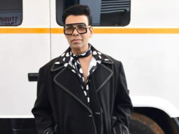 Karan Johar snapped in polka dot shirt and oversized jacket