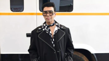 Karan Johar snapped in polka dot shirt and oversized jacket