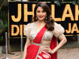 Madhuri Dixit looks like a beauty queen in red retro saree