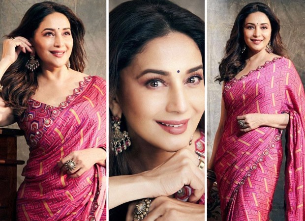 Madhuri Dixit makes hearts skip a beat in pink chiffon block-printed ...