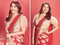 Madhuri Dixit regally captivates in Anju Modi’s red polka dot saree