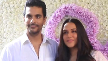 Neha Dhupia arrives with husband Angad Bedi at Arpita Khan’s house
