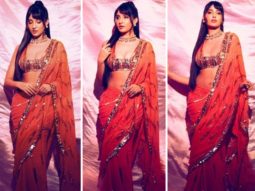 Nora Fatehi in Manish Malhotra’s orange sequined saree is setting screens ablaze