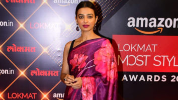 Radhika Apte poses in a floral saree with low bun