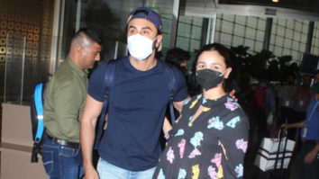 Ranbir Kapoor and Alia Bhatt twinning in black at the airport