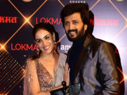 Riteish Deshmukh and Genelia D’souza walk hand in hand at the Lokmat Awards