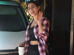 Sara Ali Khan snapped in black gym shorts and flannel