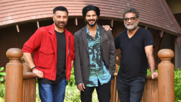Sunny Deol, Dulquer Salmaan and director R. Balki pose together