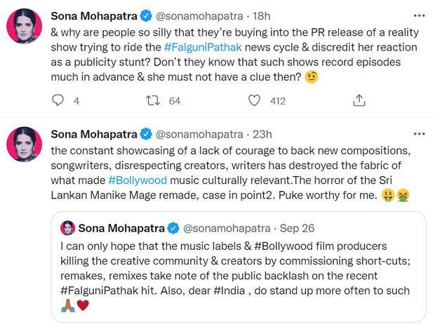 Neha Kakkar-Falguni Pathak row: Sona Mohapatra speaks on people calling their tiff a ‘publicity stunt’; call it ‘silly’