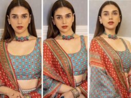 Aditi Rao Hydari’s blue printed lehenga by Anita Dongre is apt for an intimate wedding