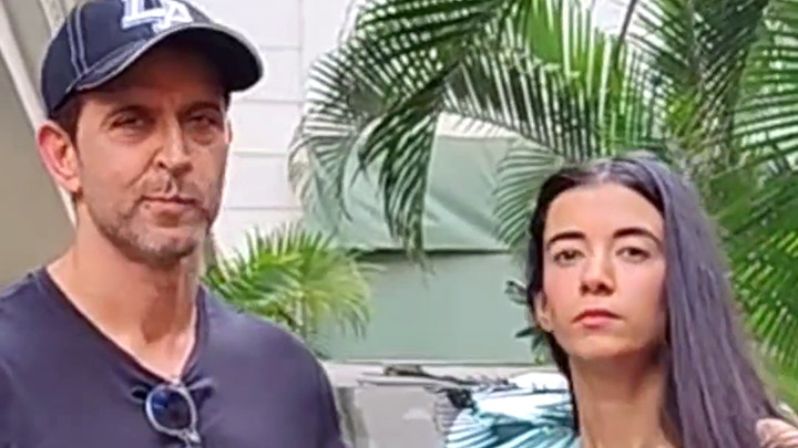 Hrithik Roshan poses for paps with rumoured girlfriend Saba Azad