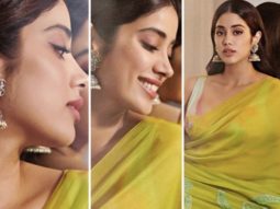 Janhvi Kapoor looks enchanting in lime green floral saree with bralette for Mili promotions