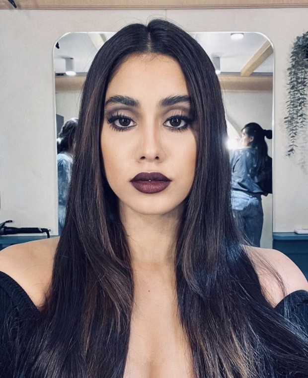 Janhvi Kapoor rocks a black body-con dress and dark makeup to channel Morticia Addams for a Halloween party