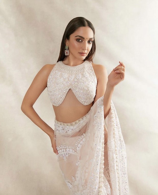 Kiara Advani in pristine white saree and infinity blouse is a sight to behold