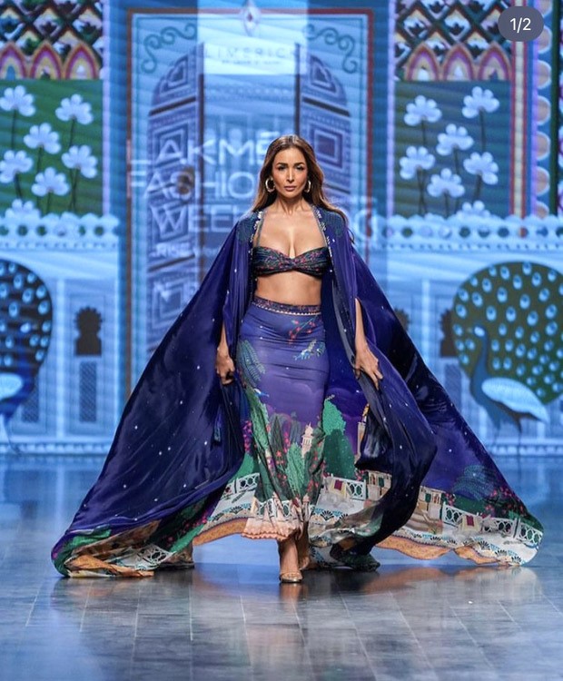 Malaika Arora steals the show in blue skirt and bandeau top by Abirr n' Nanki at Lakme Fashion Week 