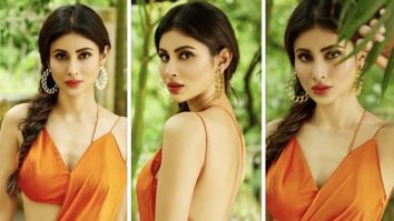 Mouni Roy looks bold & bright in an orange slip ensemble as she poses for her latest photo-shoot