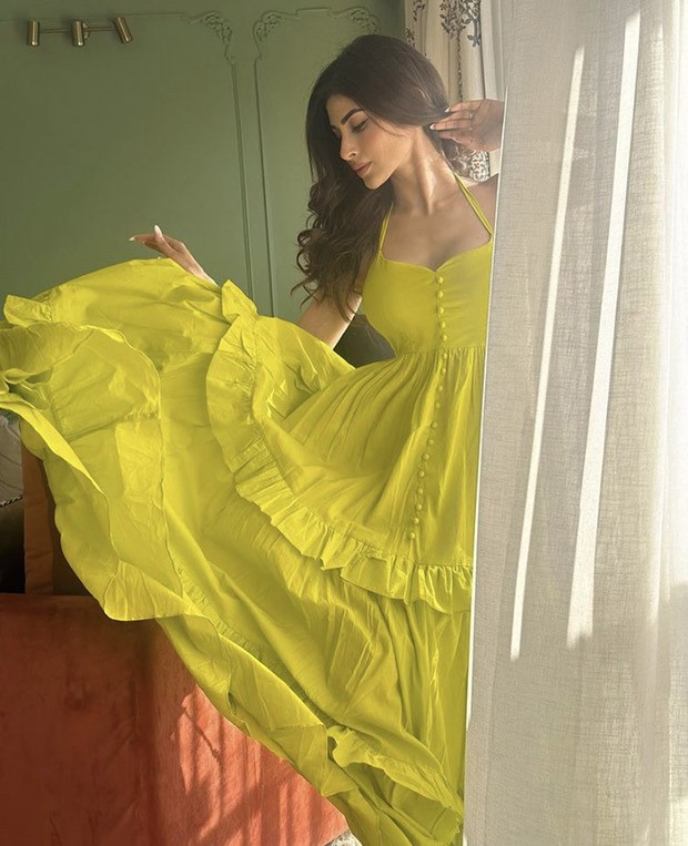 Mouni Roy’s bright green maxi dress worth Rs. 3500 with ruffle tiers and strappy sleeves is a weekend must-have