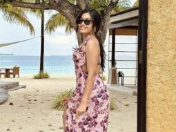 Rashmika Mandanna rocks Rs. 5K strapless pink floral midi dress while on vacation in the Maldives