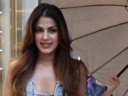 Rhea Chakraborty poses for paps in a denim look
