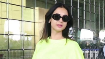 Sonal Chauhan gets clicked in a neon outfit at  the airport