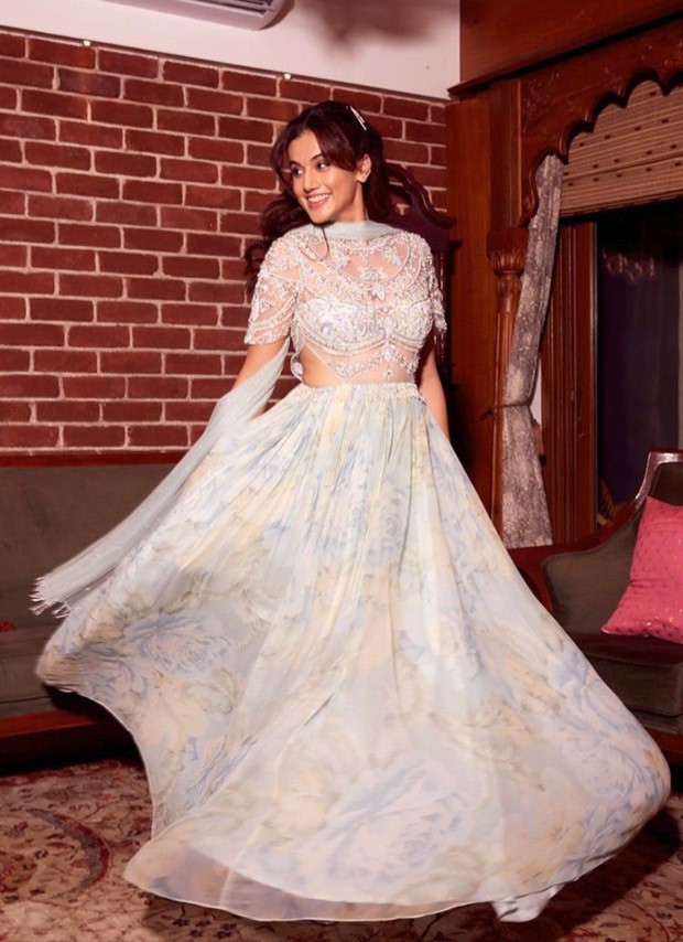 Taapsee Pannu dazzles her way in ice blue anarkali worth for 52K for Richa –Ali wedding reception
