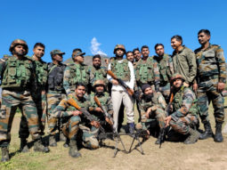 Vijay Deverakonda holds a rifle as he visits Uri to meet the soldiers, see photos
