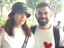 Anushka Sharma and Virat Kohli twin in black and white outfits at the airport