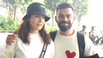 Anushka Sharma and Virat Kohli twin in black and white outfits at the airport