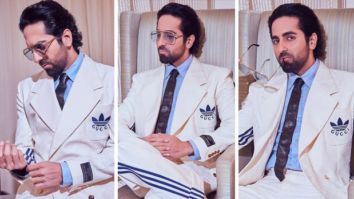 Ayushmann Khurrana looked dapper in a Gucci X Adidas suit at the evening soiree with Anna Wintour last evening in Mumbai