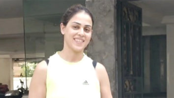 Genelia D’souza smiles as she poses for paps in denim shorts