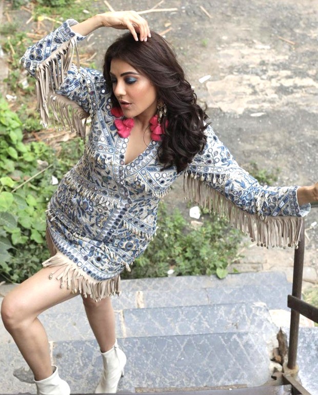 Kajal Aggarwal sets the internet ablaze as she flaunts her jubilant smile in mirror work embellished dress by Arpita Mehta