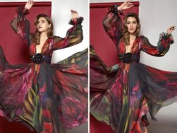 Kriti Sanon is blocking fashion traffic in a Rs. 68K wide-neck flared midi dress for Bhediya promotions