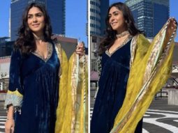 Mrunal Thakur makes heads turn in blue silk velvet kurta set by Raji Ramniq worth Rs. 40K