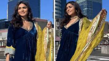 Mrunal Thakur makes heads turn in blue silk velvet kurta set by Raji Ramniq worth Rs. 40K