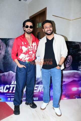 Photos: Ayushmann Khurrana and director Anirudh Sharma spotted promoting An Action Hero at T-Series office