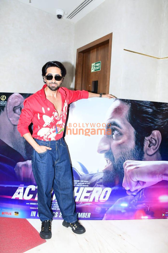 photos ayushmann khurrana and director anirudh sharma spotted promoting an action hero at t series office 5