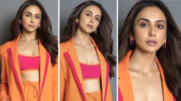 Rakul Preet Singh give notes on how to master colour blocking this season in an Orange and pink pantsuit worth Rs. 18,000!