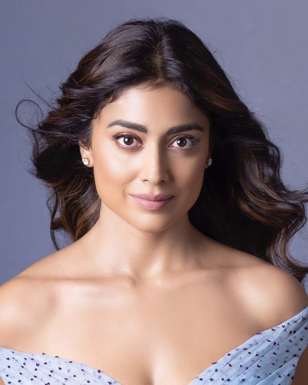 Shriya Saran evokes retro charm in blue polka dot dress from Gauri and Nainika for Drishyam 2 promotions