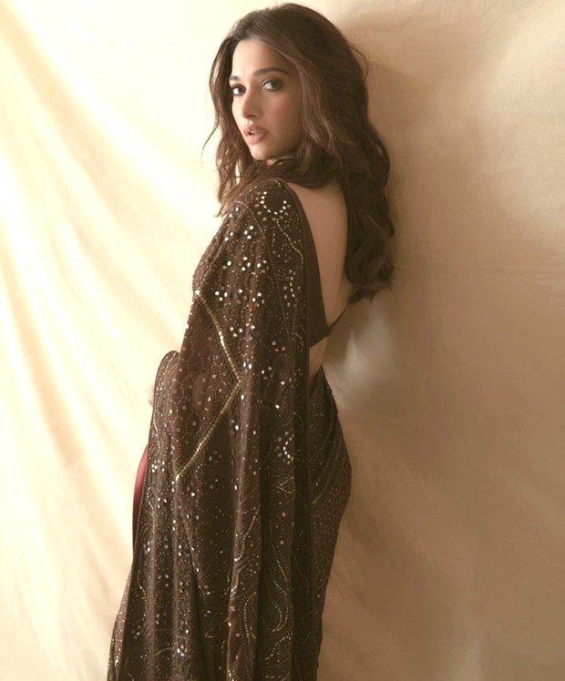 Tamannaah Bhatia stuns in coffee coloured saree paired with a strappy blouse worth Rs.1.18 Lakh 