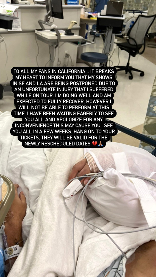 AP Dhillon gets injured on Out of This World tour; announces cancellation of some US shows