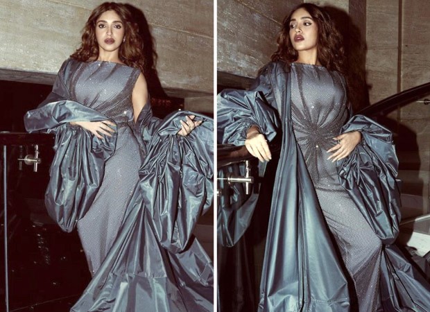 Bhumi Pednekar serves a sensuous look in silver mesh gown and metallic oversized puffer jacket : Bollywood News