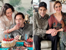 Hema Malini and Esha Deol share photos of cake cutting ceremony of Dharmendra